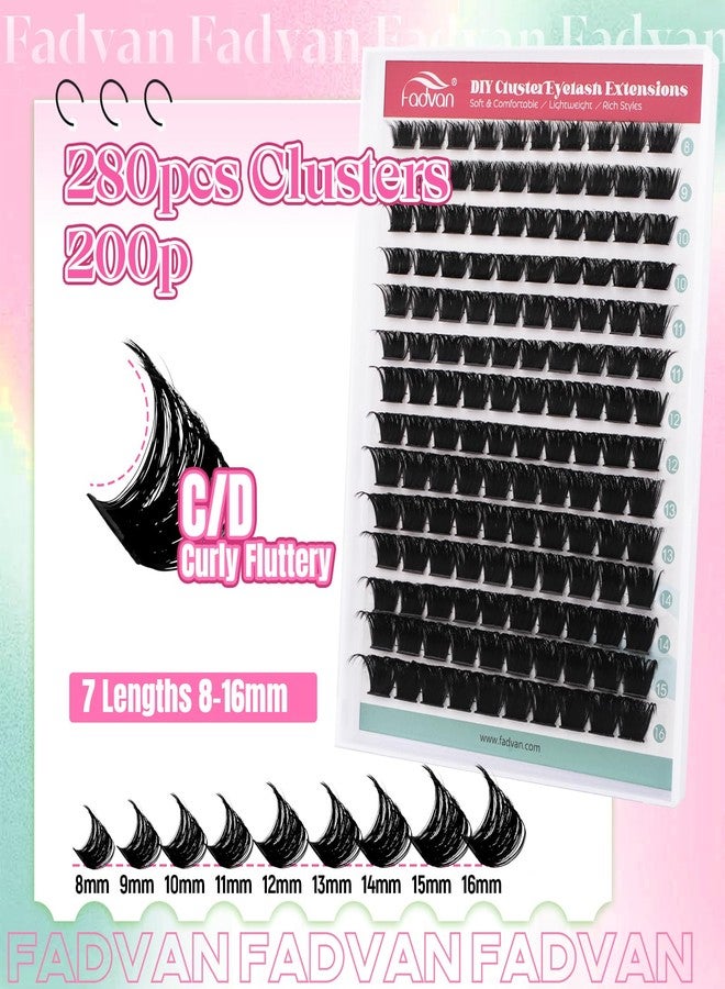 FADVAN Fluffy Lash Clusters Thick 200D Volume Eyelash Clusters 8-16mm Wispy Individual Lashes D-Curly Cluster Eyelash Extensions 140pcs DIY Lash Extension for Beginners - Image 3
